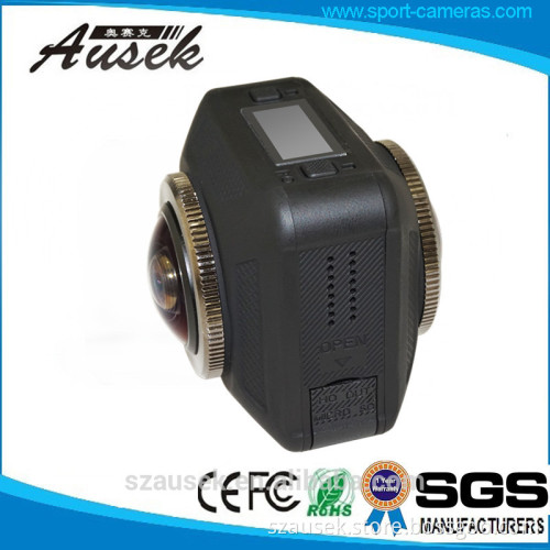 Mini 720 degree action camera dual lens 360 wide angle 4k car camera